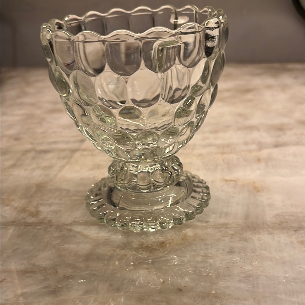Vintage Avon clear footed bowl.  Candy dish or tea light holder.